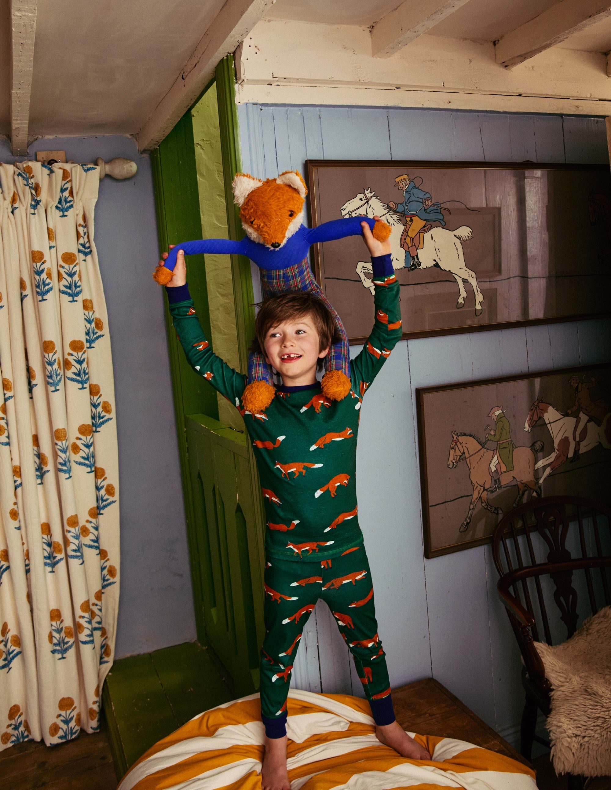 Pyjama long douillet-Renards vert joyau - Image 4
