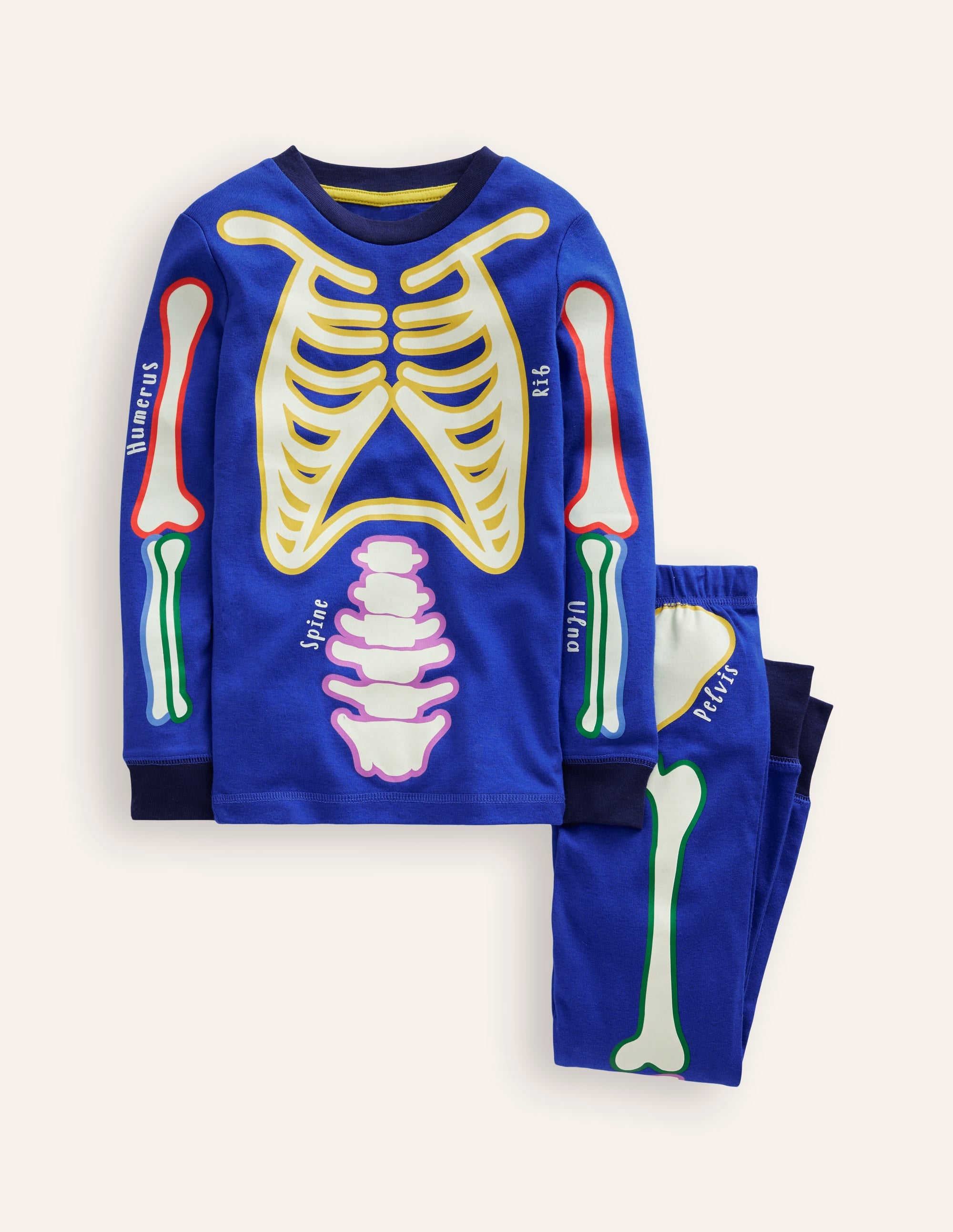 Pyjama phosphorescent douillet-Squelette bleu - Image 1