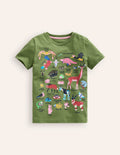T-shirt motif animal à manches courtes-Animaux étranges vert safari