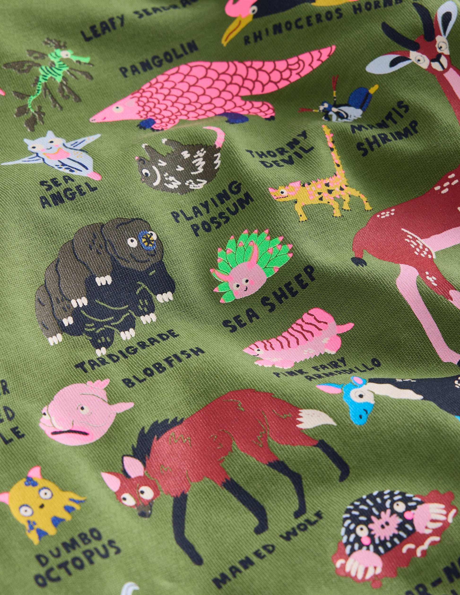 T-shirt motif animal à manches courtes-Animaux étranges vert safari-3