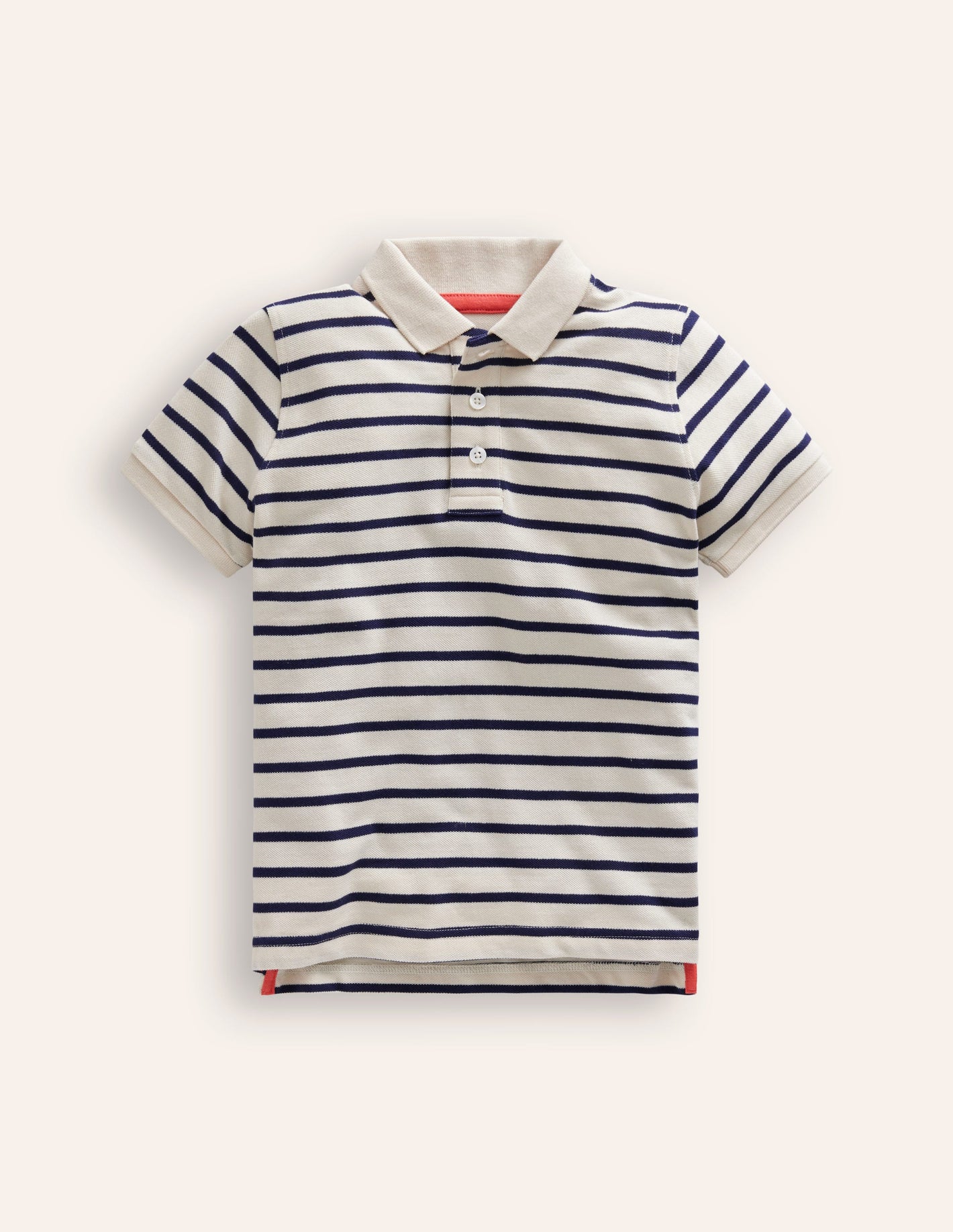 Piqué Polo Shirt-Ivory/College Navy