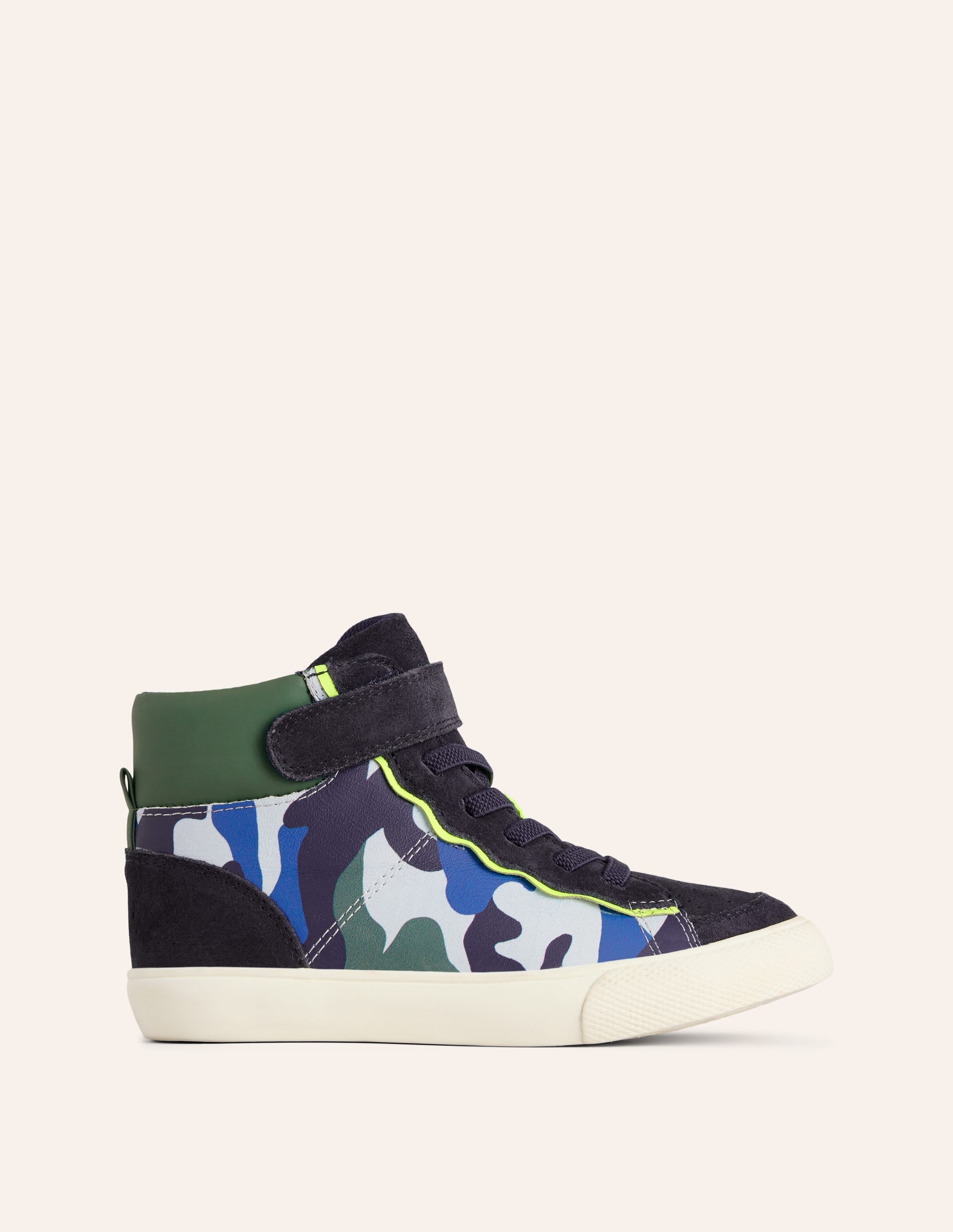 Hochgeschnittene Sneaker aus Leder-Eisvogelblau Tarnmuster - Image 1