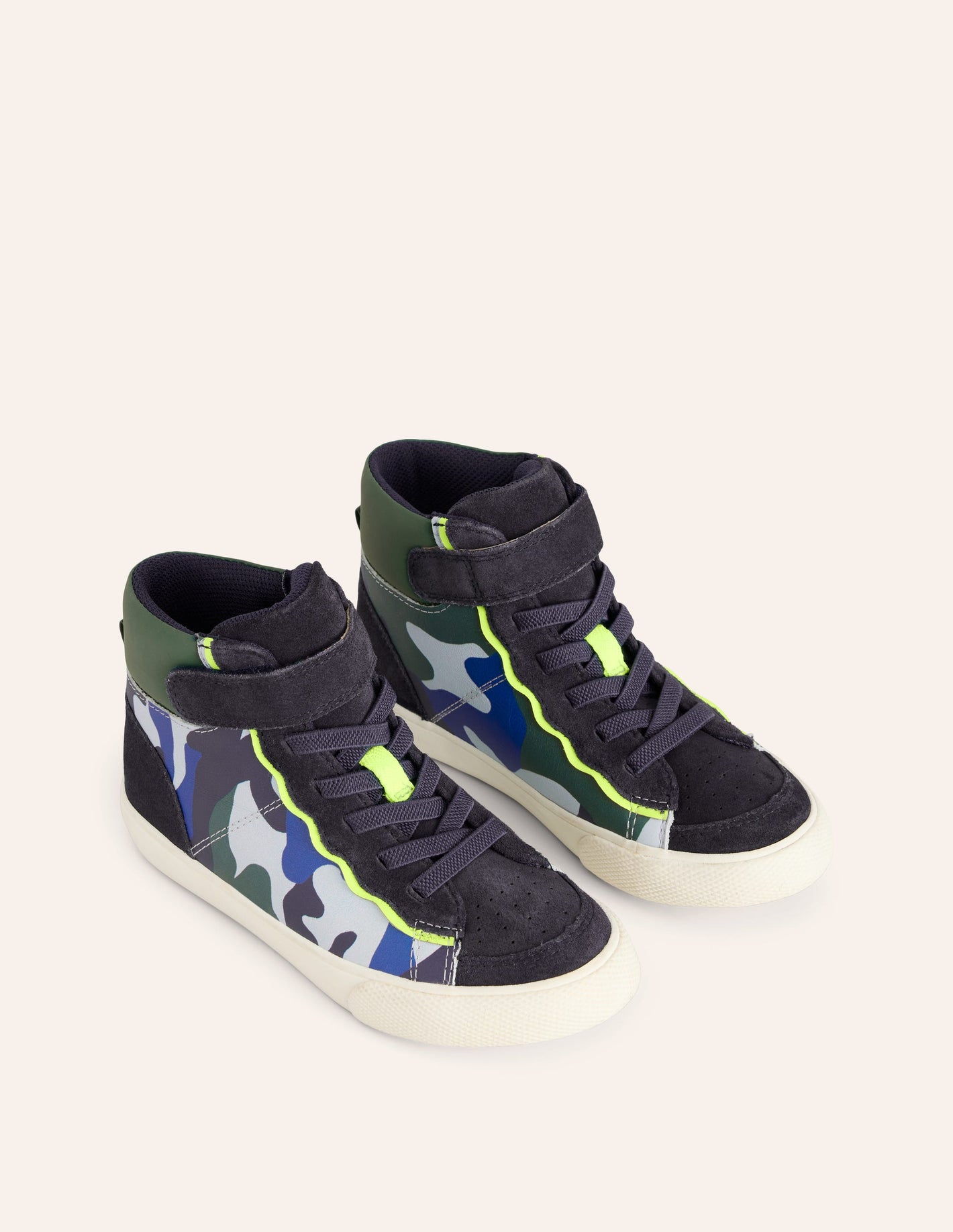 Leather High Tops-Kingfisher Blue Camo