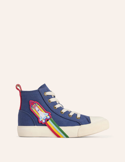 Hochgeschnittene Canvas-Sneaker-Steuerbordblau Rakete