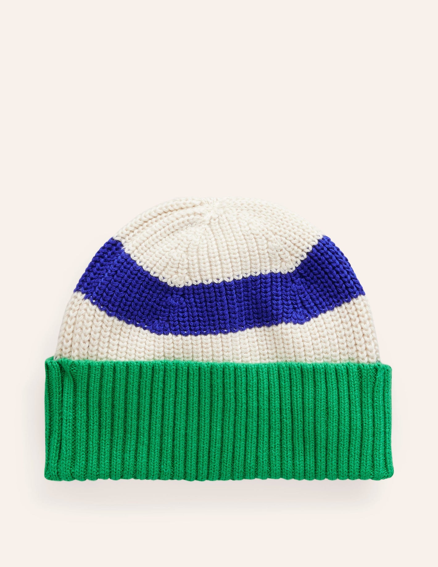 Colourblock Beanie-Sapphire Blue / Ecru