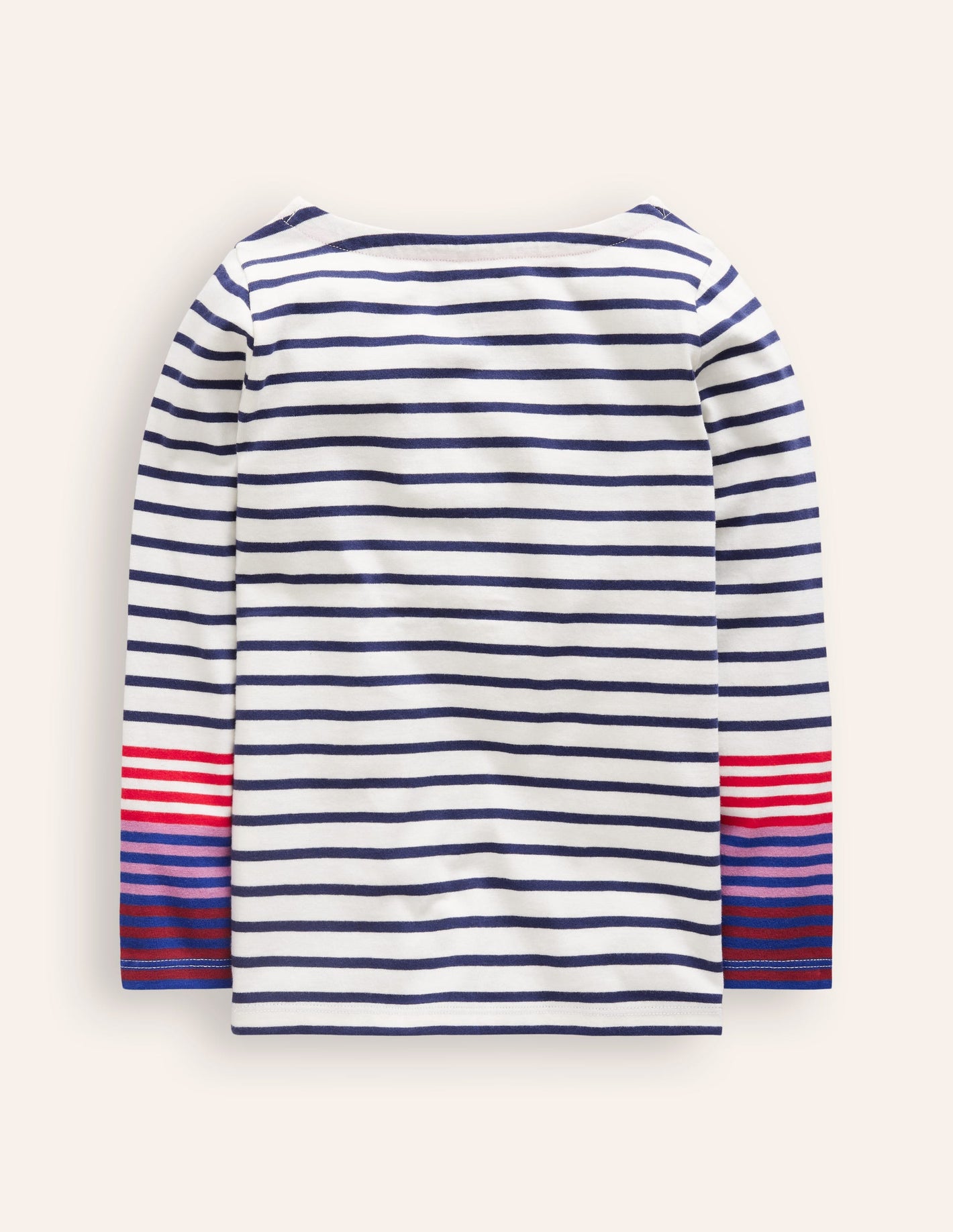 Breton-Shirt für den Alltag-Marineblau/Rosa Manschetten