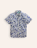 Chemise en coton et lin-Littoral bleu saphir