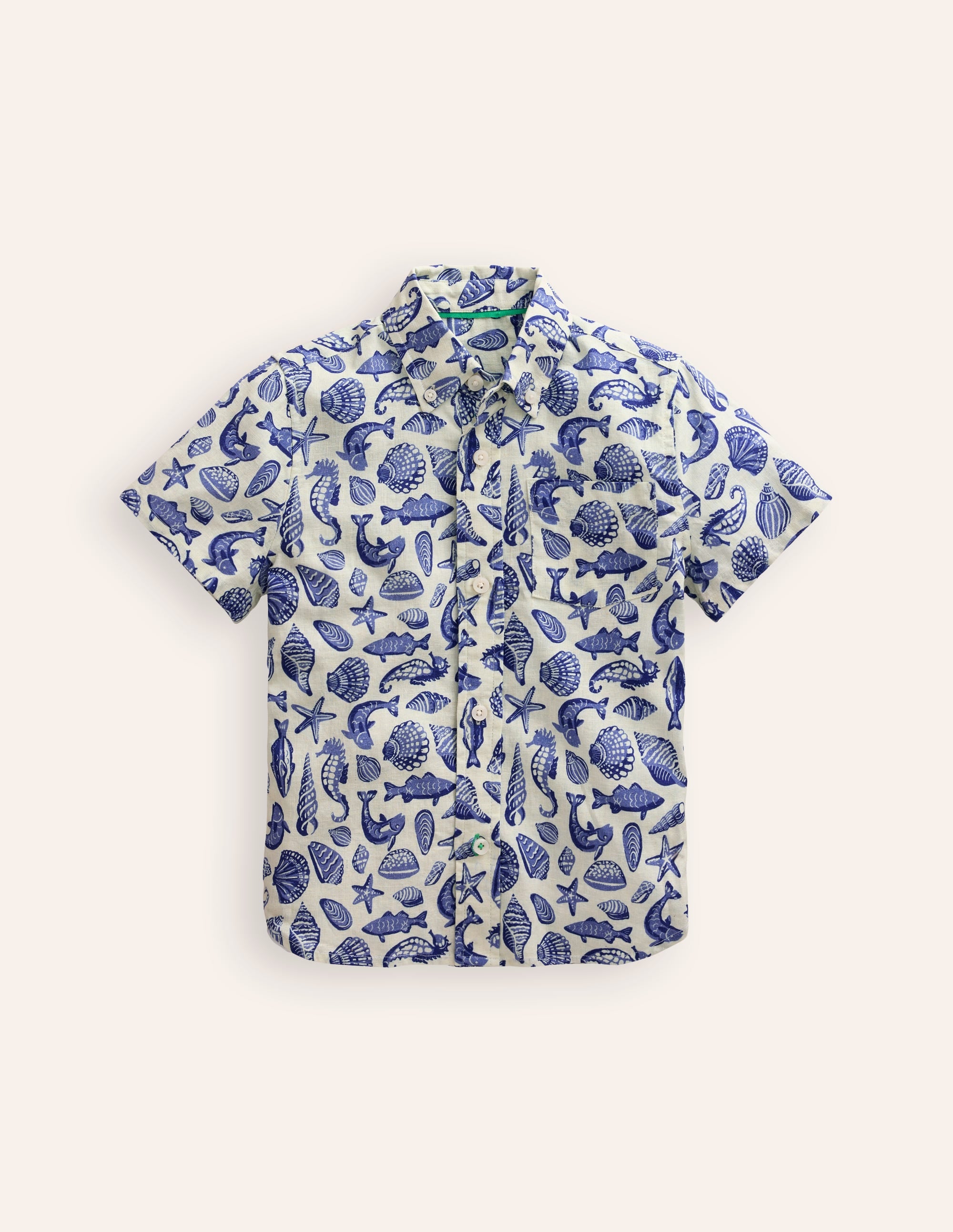 Chemise en coton et lin-Littoral bleu saphir - Image 1