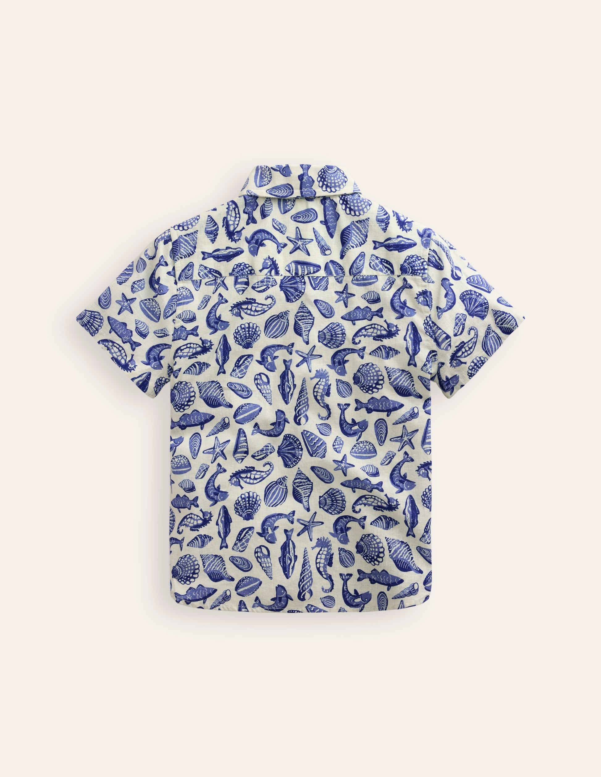 Chemise en coton et lin-Littoral bleu saphir-2