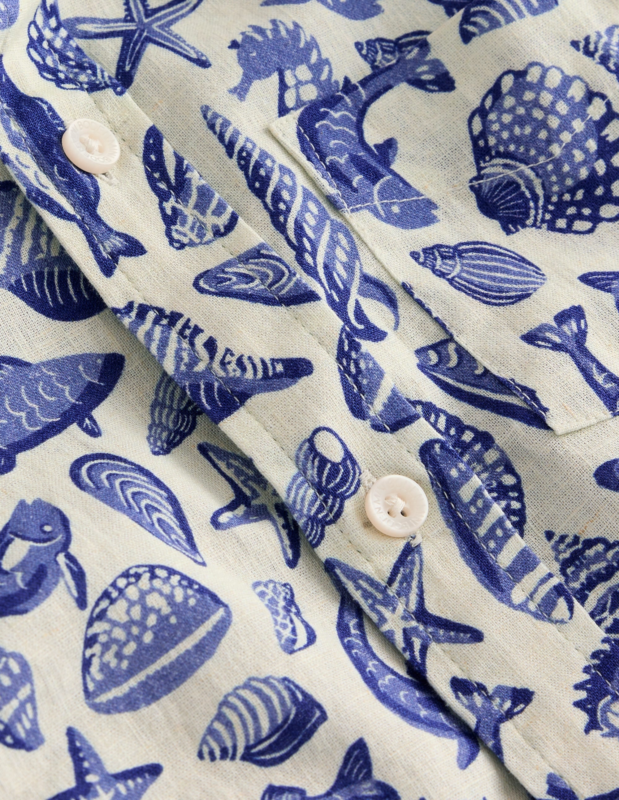 Chemise en coton et lin-Littoral bleu saphir - Image 3