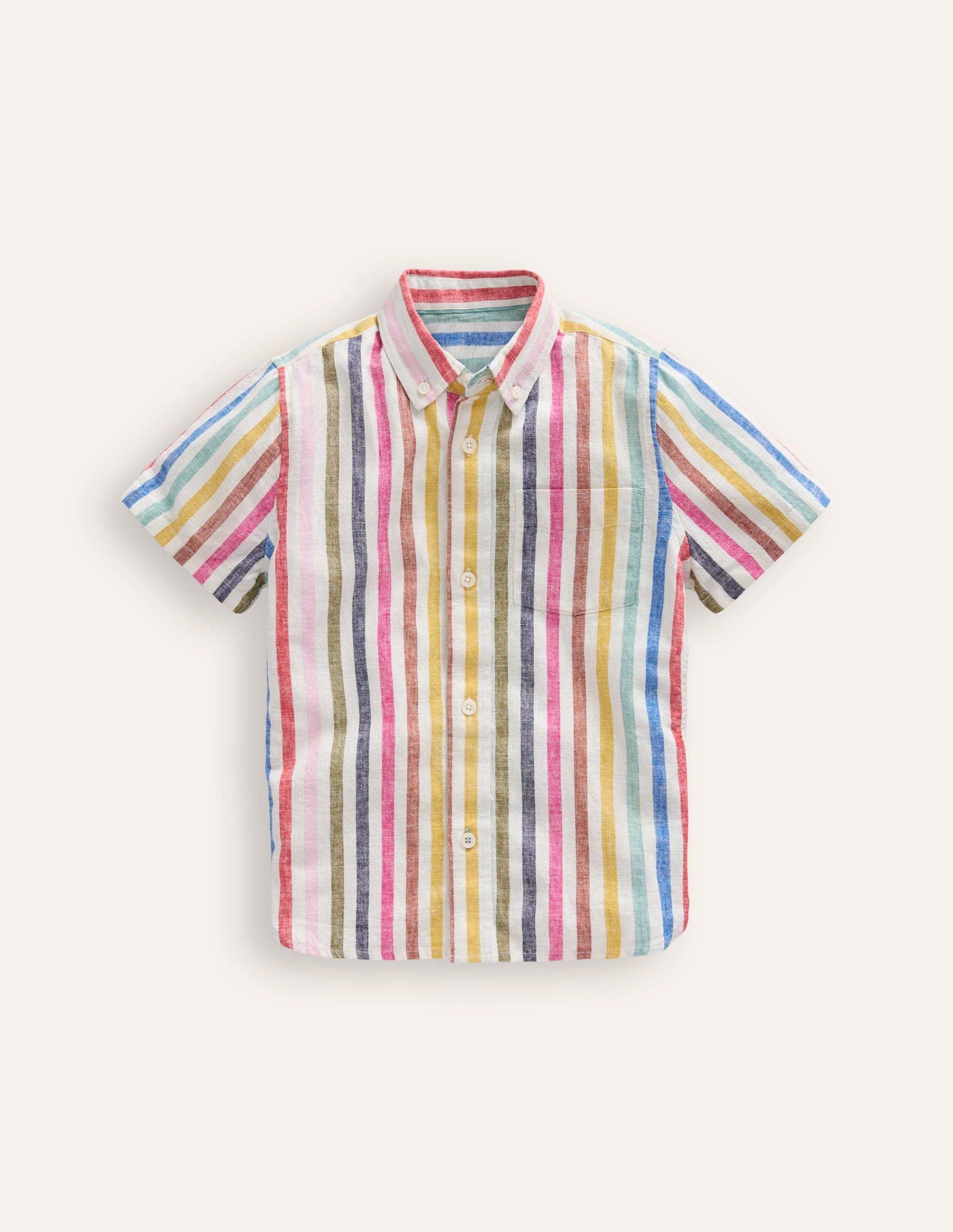 Chemise en coton et lin-Bleu Marine - Image 3