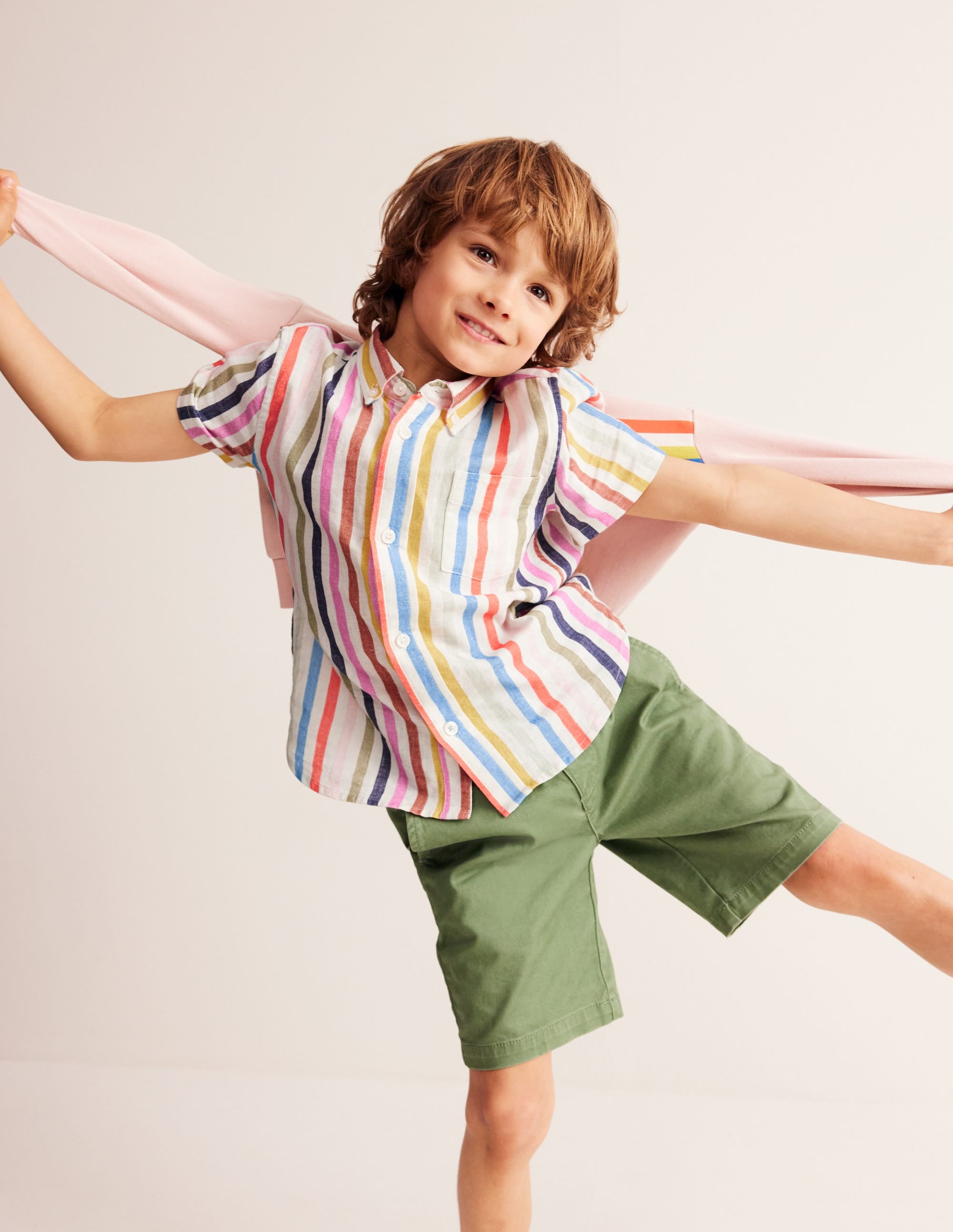 Chemise en coton et lin-Bleu Marine - Image 2