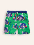 Swim Shorts-Sapling Green Piranhas