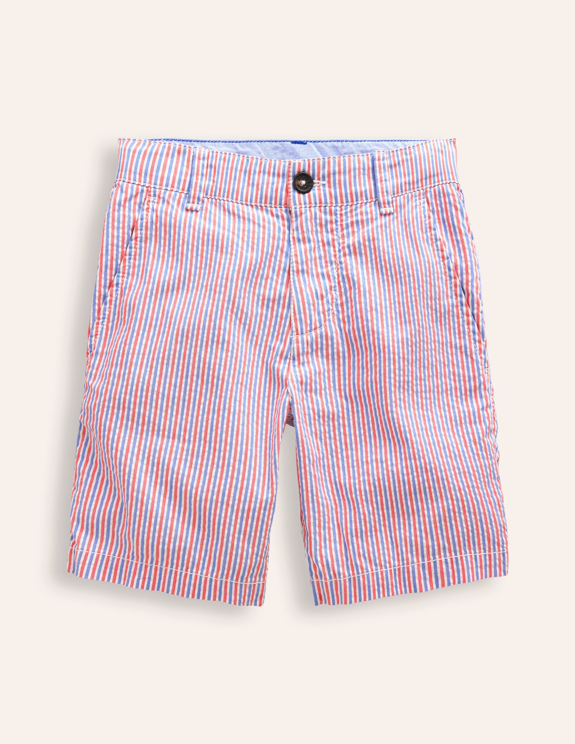 Seersucker-Shorts-Marmeladenrot/Blau Streifen - Image 1