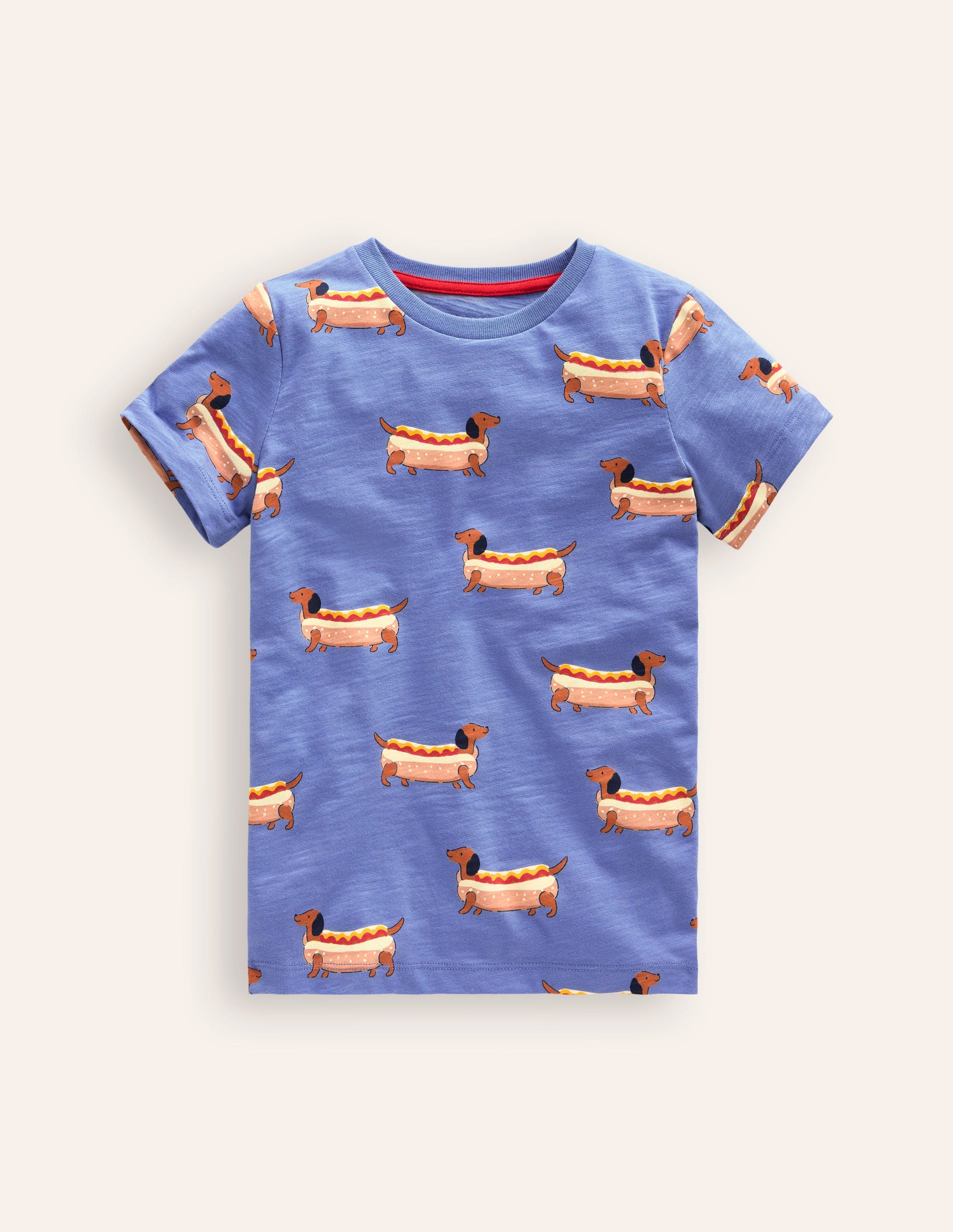 T-Shirt mit durchgehendem Muster-Surfblau Hotdog-1