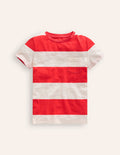 T-shirt délavé en tissu flammé-Rouge coquelicot/ivoire
