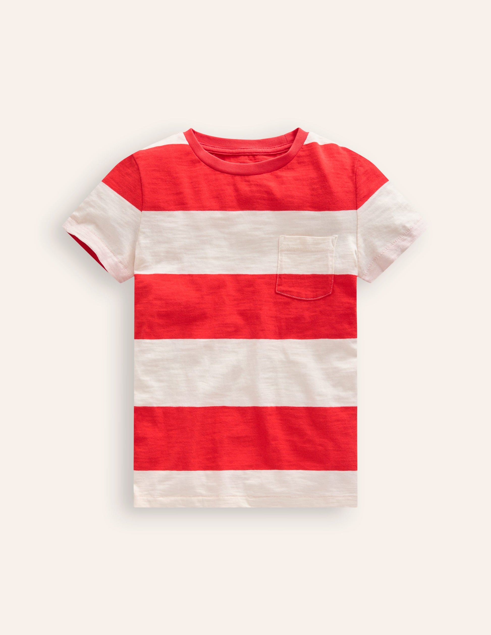 T-shirt délavé en tissu flammé-Rouge coquelicot/ivoire-1