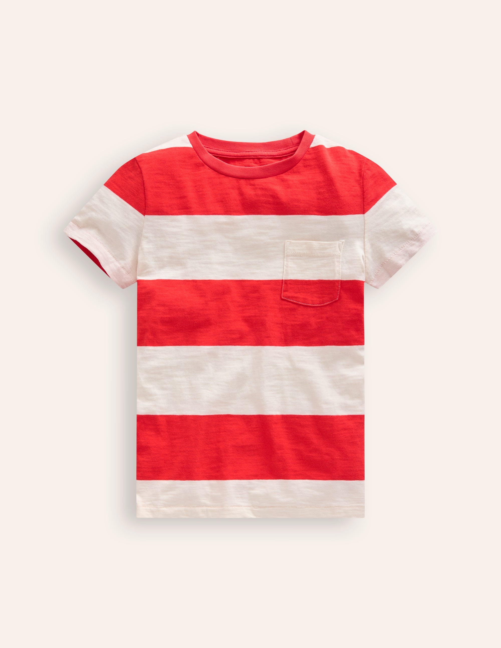 T-shirt délavé en tissu flammé-Rouge coquelicot/ivoire - Image 1