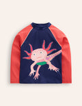 Rash Top mit Logo-Saphirblau / Marmeladenrot Axolotl