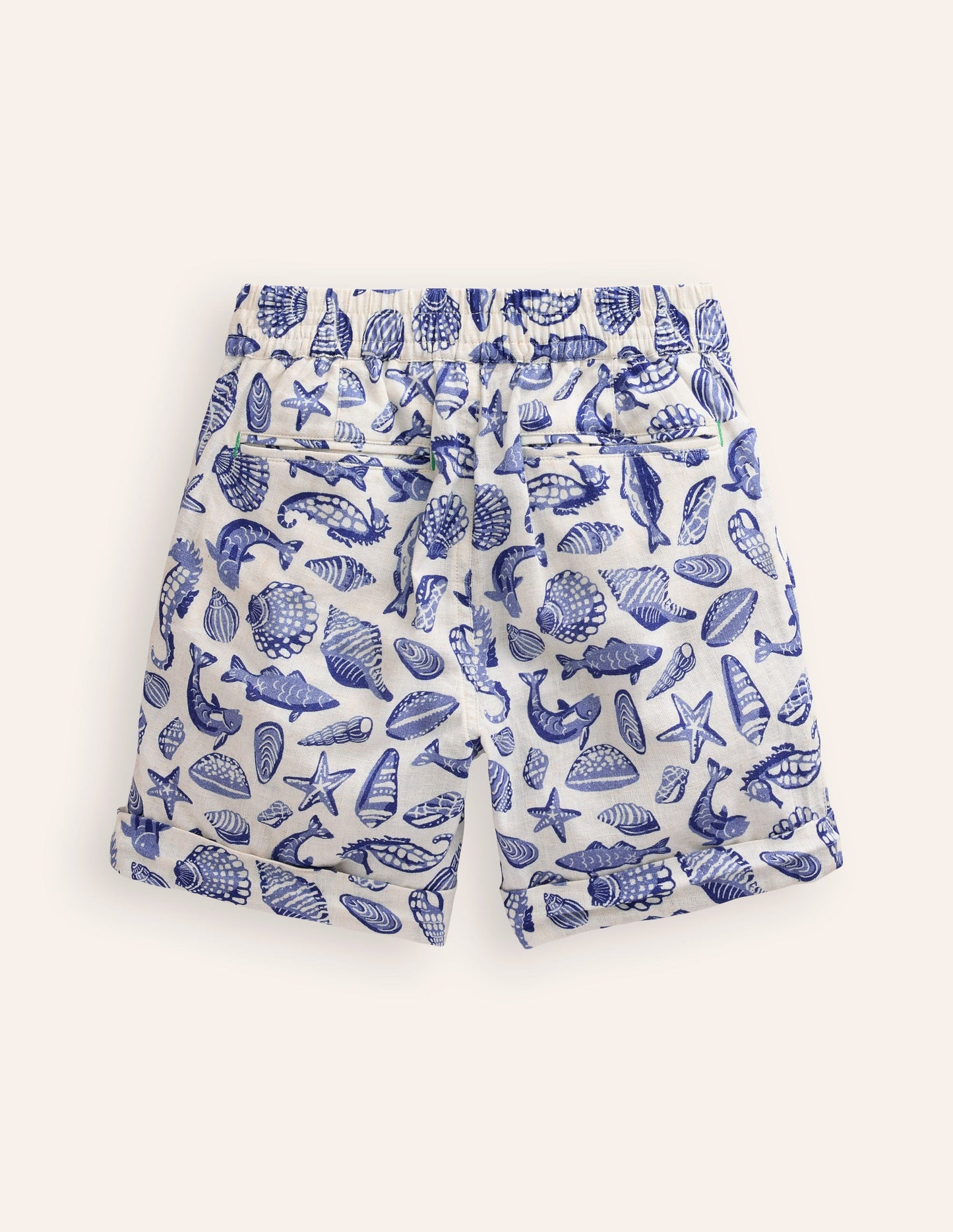 Schicke Shorts mit Umschlag-Vintage-Blau Meeresküste