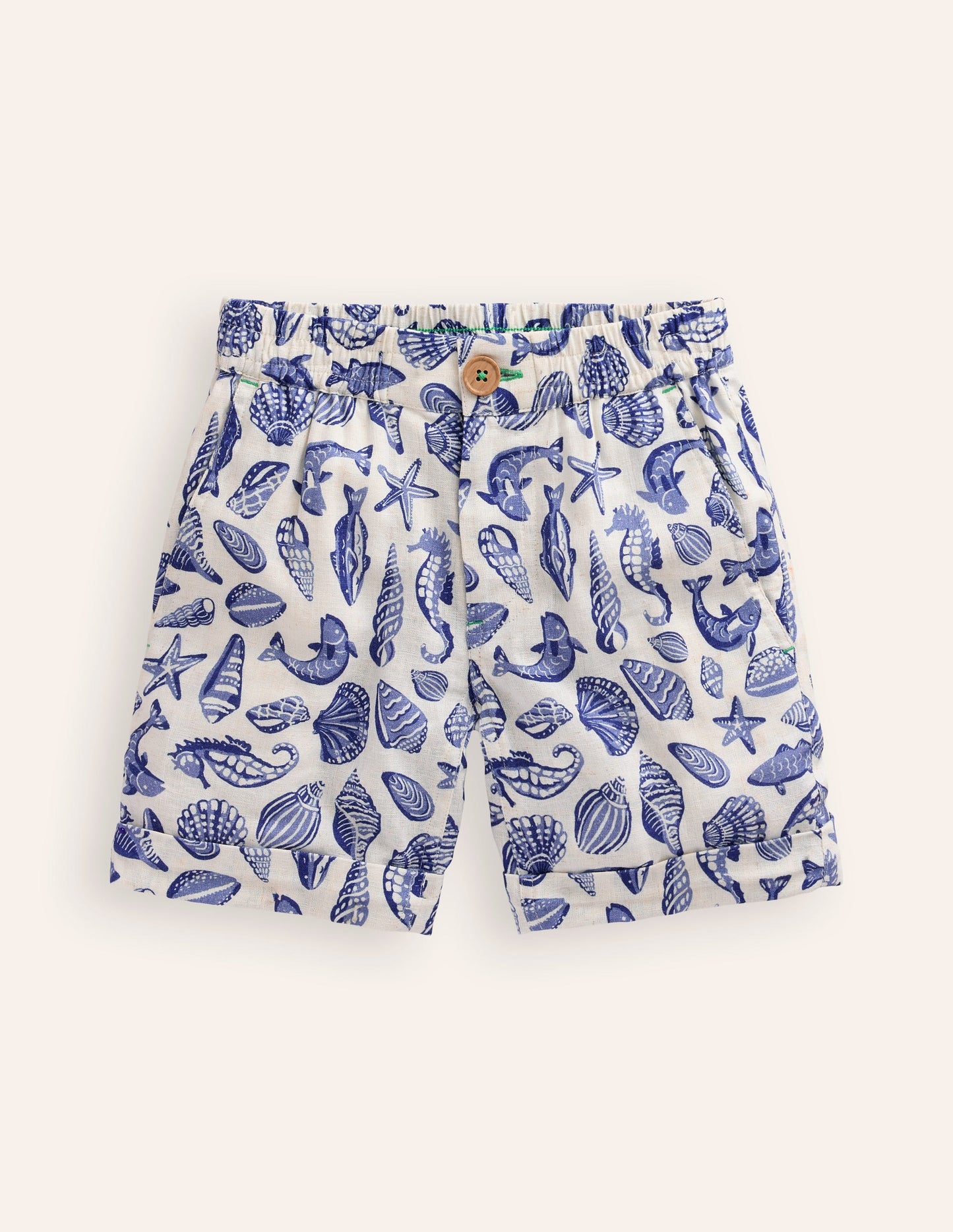 Schicke Shorts mit Umschlag-Vintage-Blau Meeresküste