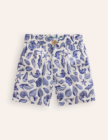 Schicke Shorts mit Umschlag-Vintage-Blau Meeresküste