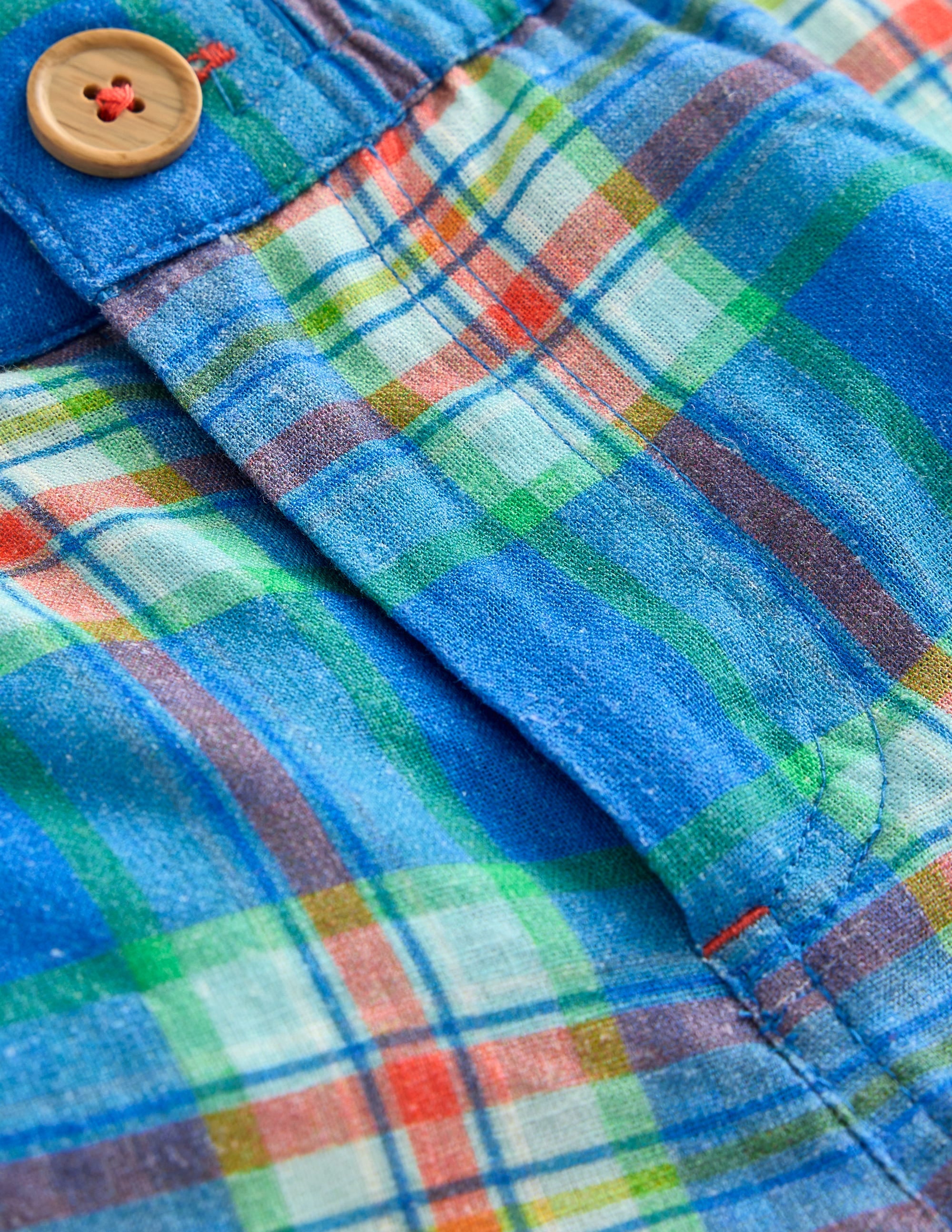 Schicke Shorts mit Umschlag-Blau/Grün Kariert - Image 3