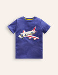 T-Shirt mit applizierten Flugzeugen-Blaureiher Flugzeug