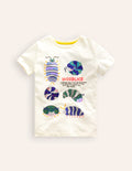 T-Shirt mit Foliendruck-Naturweiß Landasseln