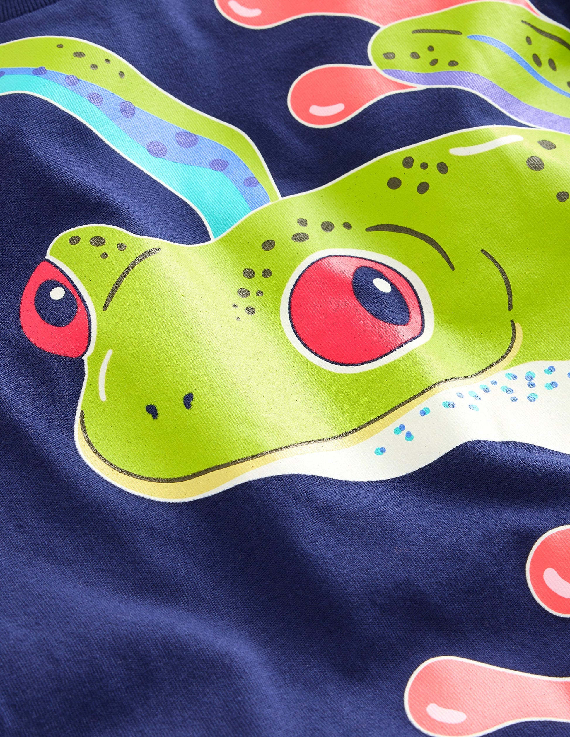 T-Shirt mit im Dunkeln leuchtendem Frosch-Schuluniform-Marineblau Frosch-3