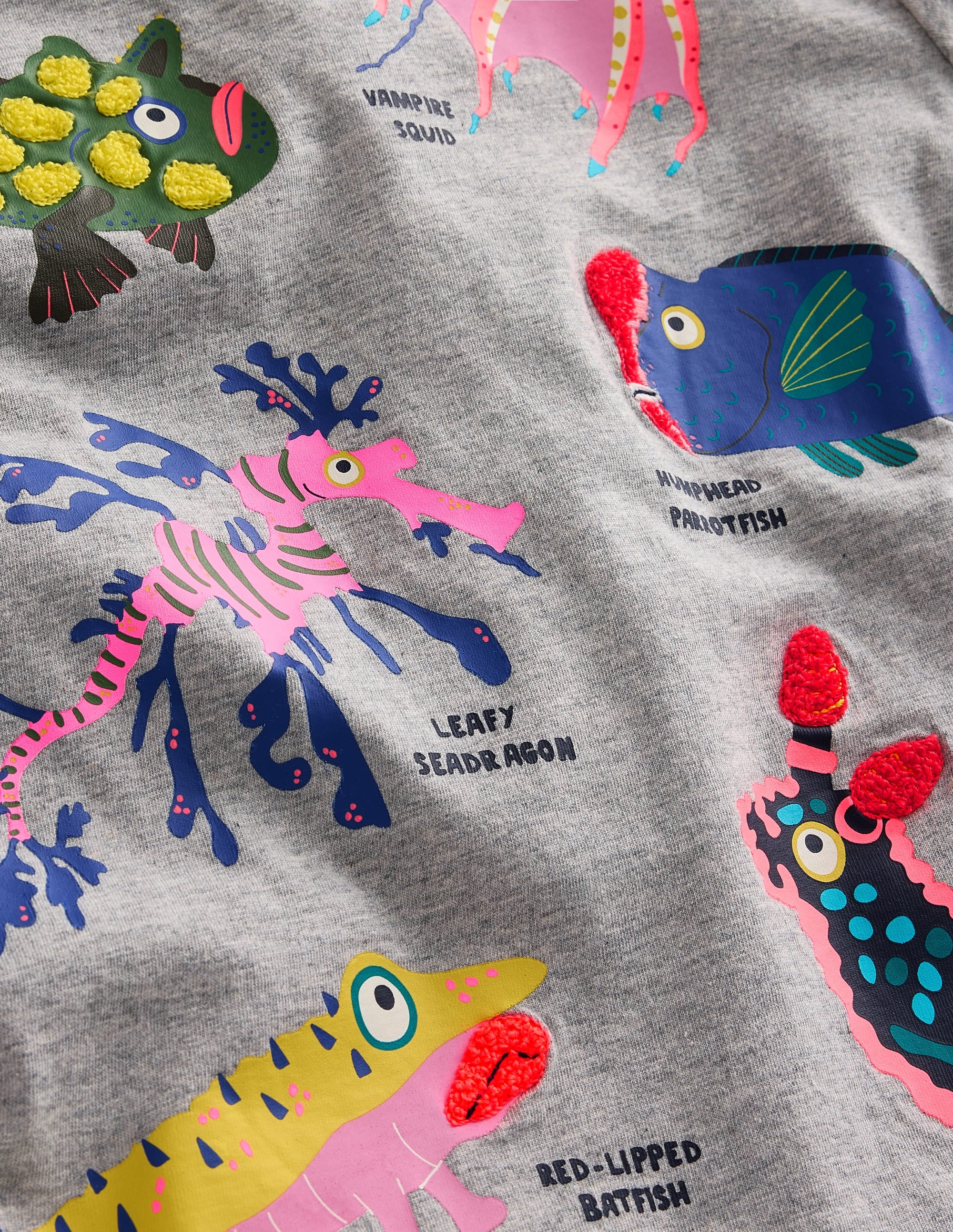 T-Shirt mit seltsamen & wunderschönen Fischen-Grau meliert ulkige Fische - Image 3