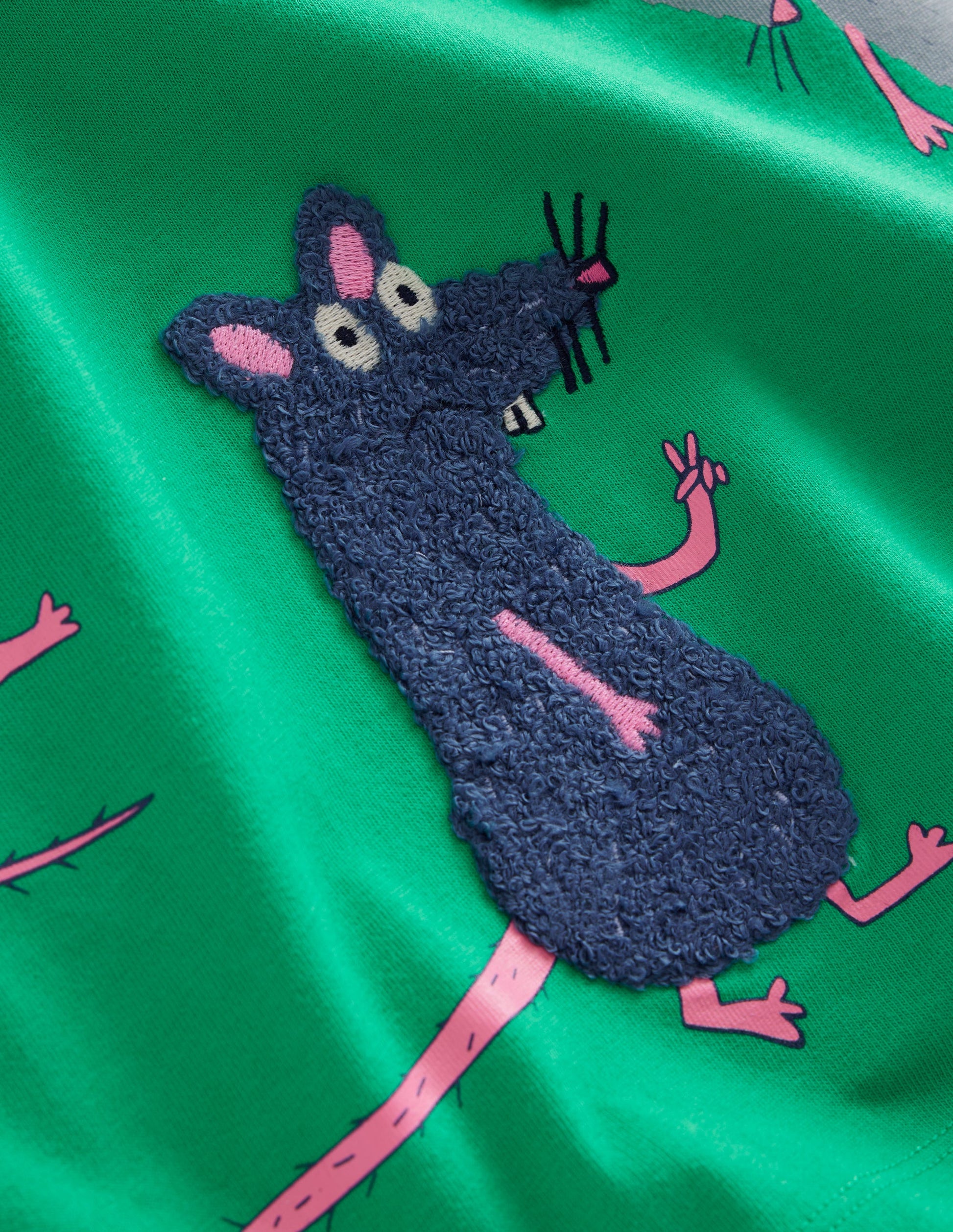 Kurzärmeliges Bouclé-T-Shirt-Opalgrün Ratten-3