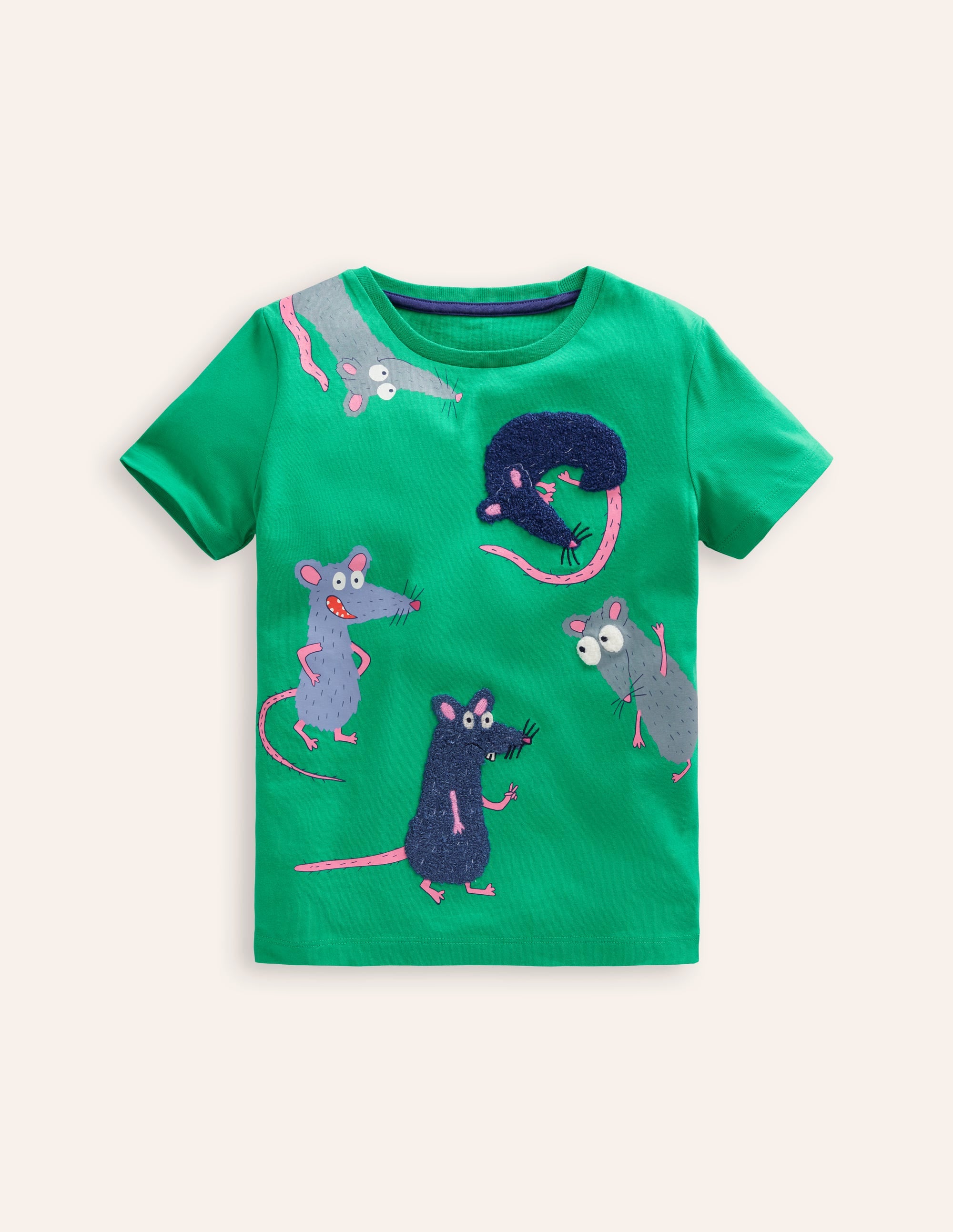 Kurzärmeliges Bouclé-T-Shirt-Opalgrün Ratten - Image 1