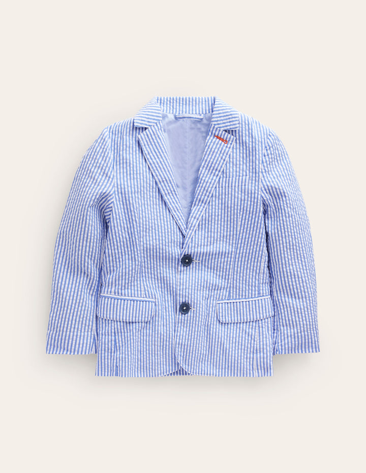 Seersucker-Blazer-Blau/Weiß, Seersucker