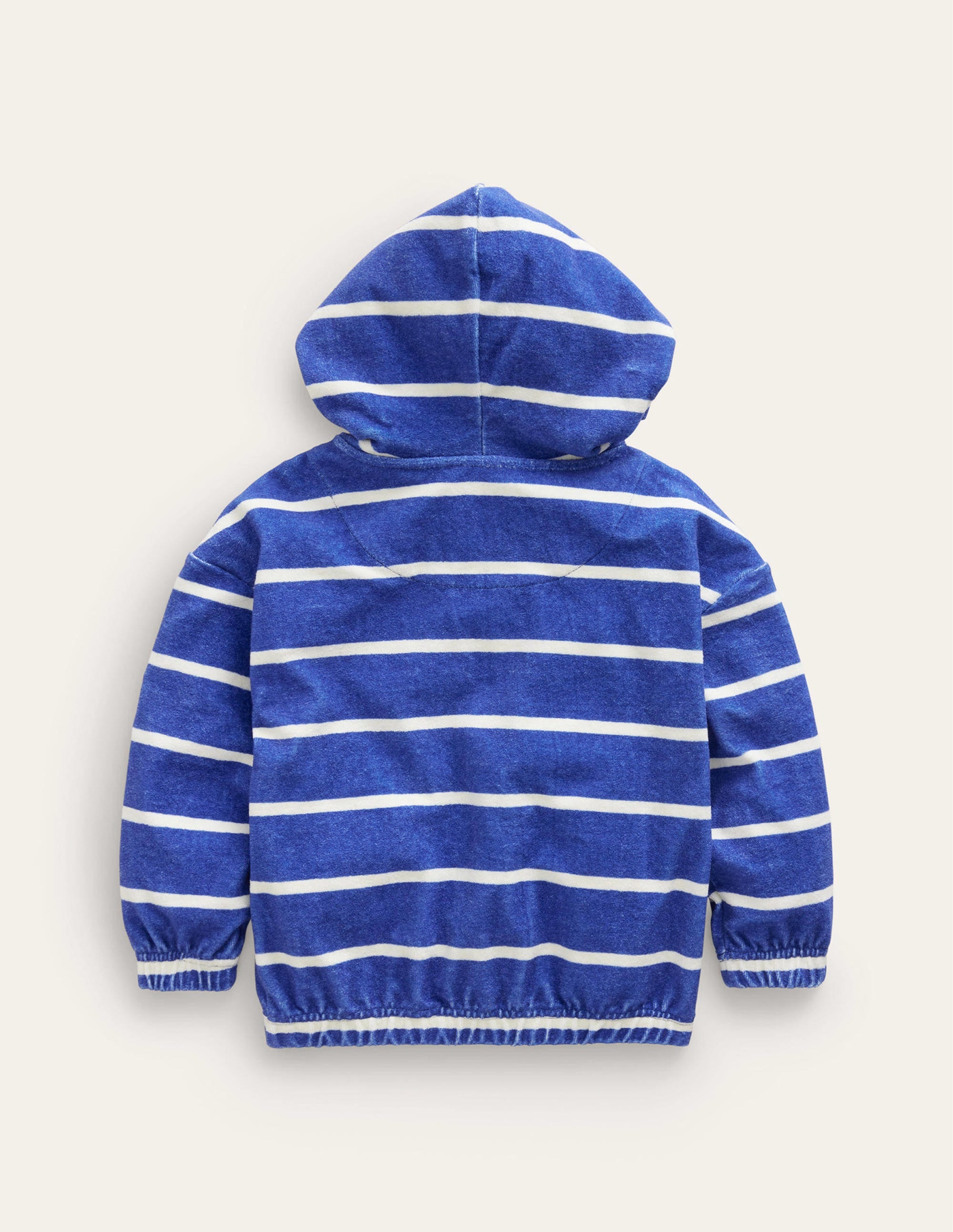 Sweat à capuche en éponge-Rayé bleu saphir/ivoire - Image 2