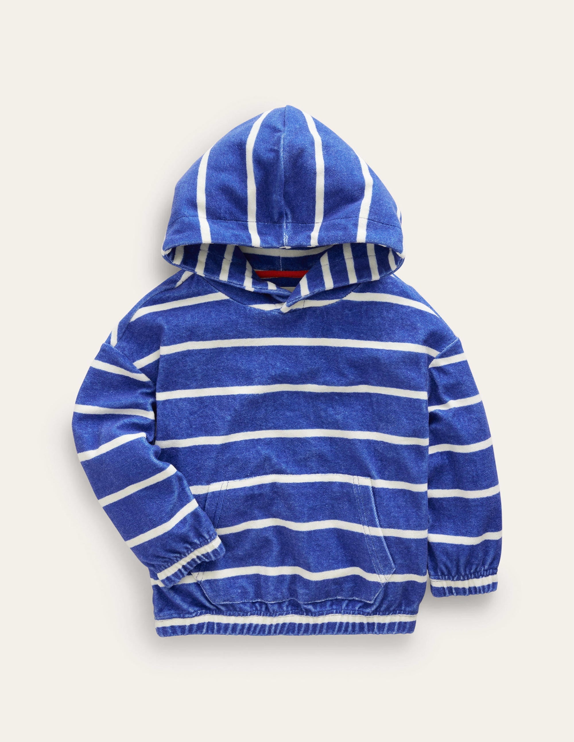 Sweat à capuche en éponge-Rayé bleu saphir/ivoire - Image 1