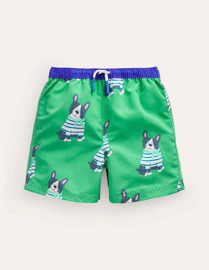 Swim Shorts-Pea Green Dogs