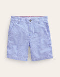 Short en seersucker-Rayé bleu vintage/ivoire