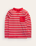 Breton-Badeshirt-Rot/Naturweiß Gestreift