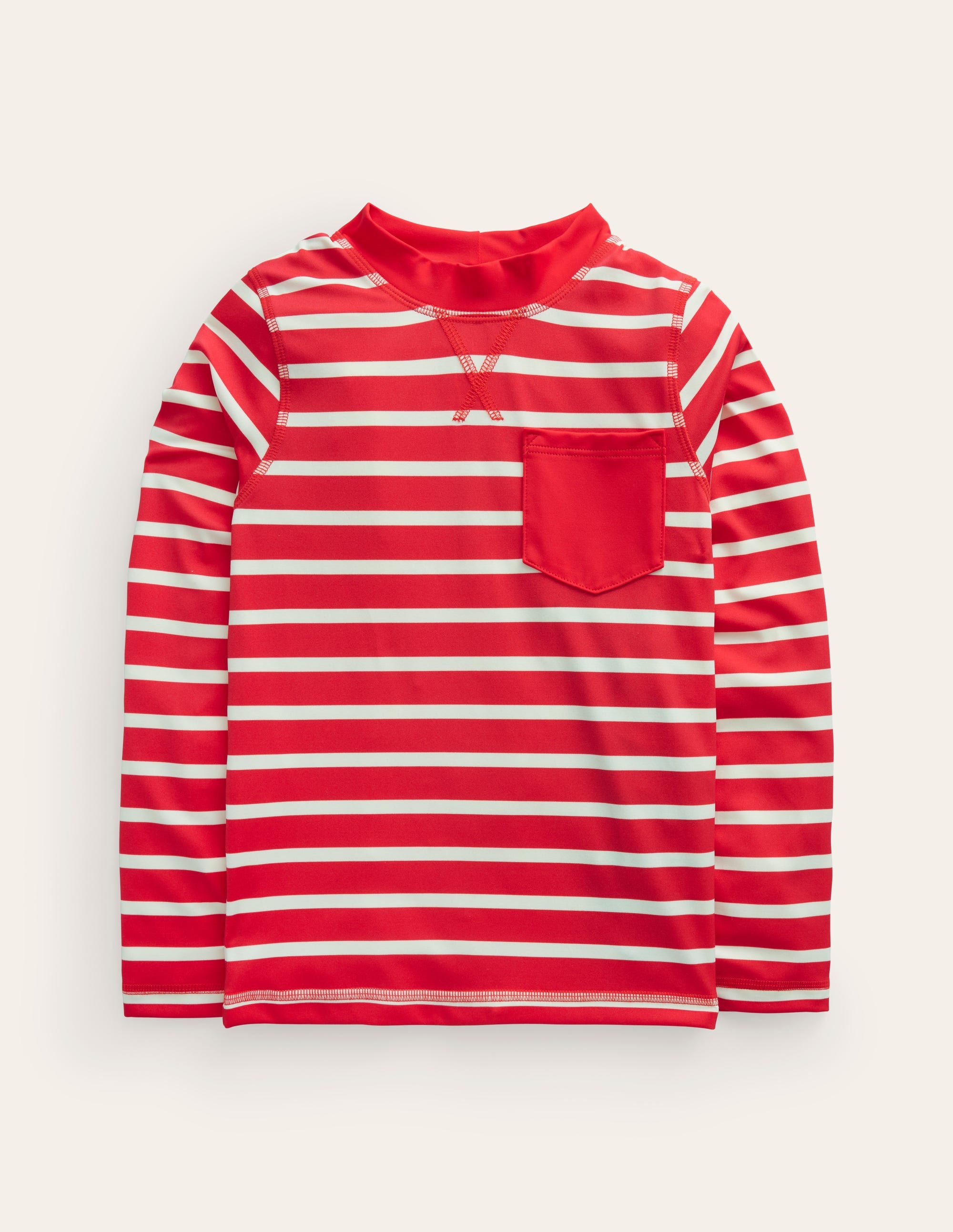 Breton-Badeshirt-Rot/Naturweiß Gestreift - Image 1