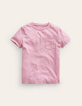 T-shirt délavé en tissu flammé-Rose amande sucrée