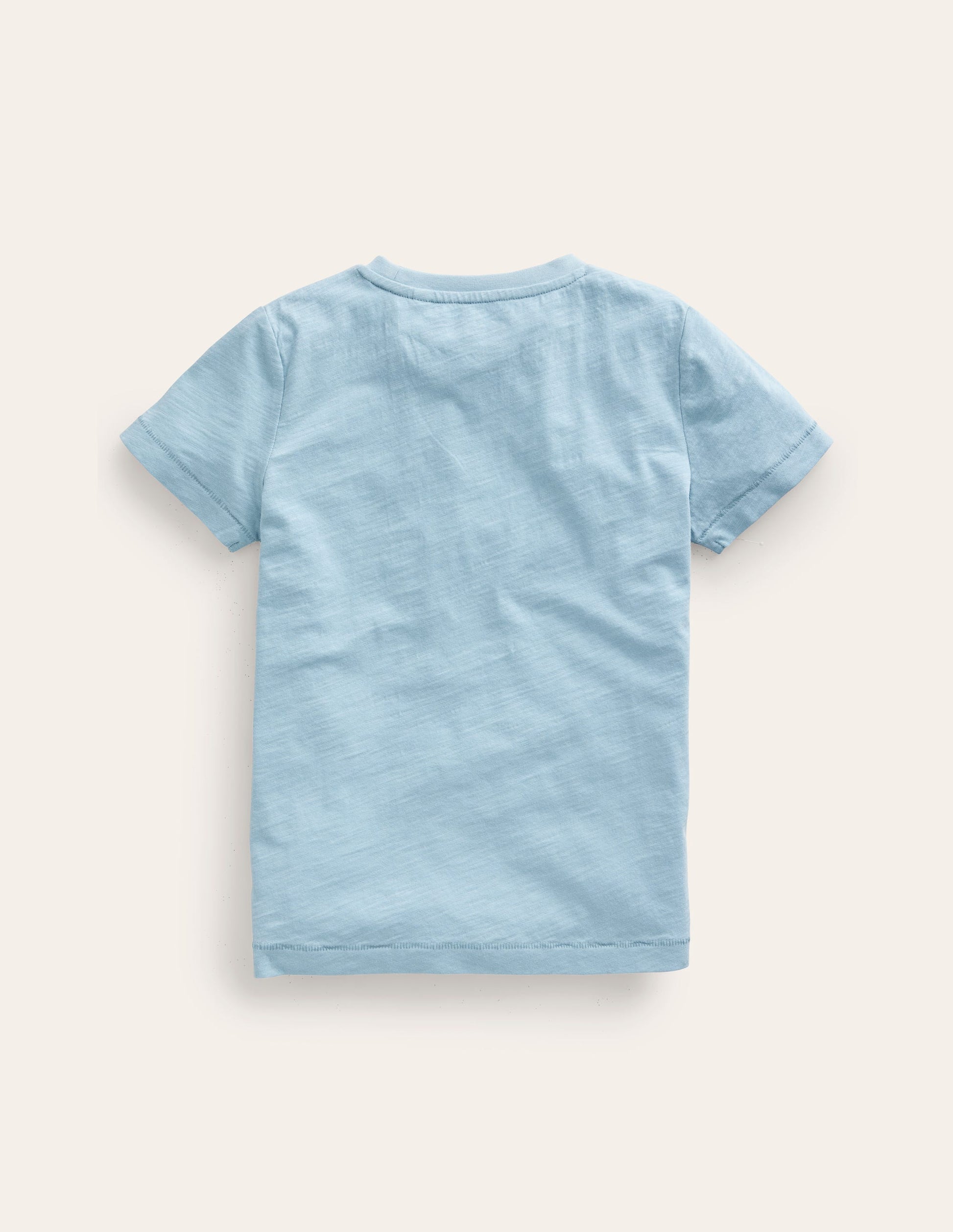 Vorgewaschenes Flammgarn-T-Shirt-Vintage-Blau-2