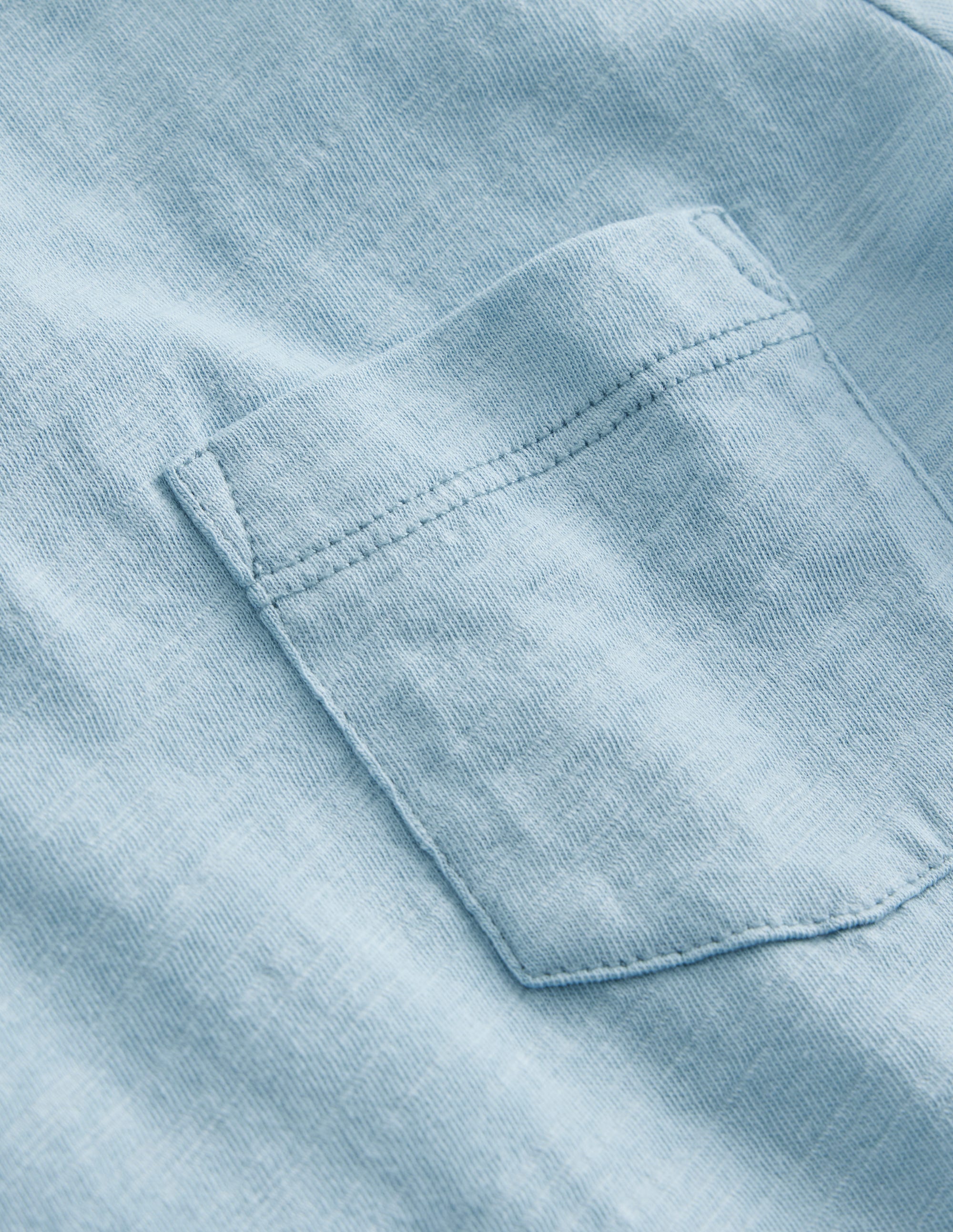 Vorgewaschenes Flammgarn-T-Shirt-Vintage-Blau - Image 3
