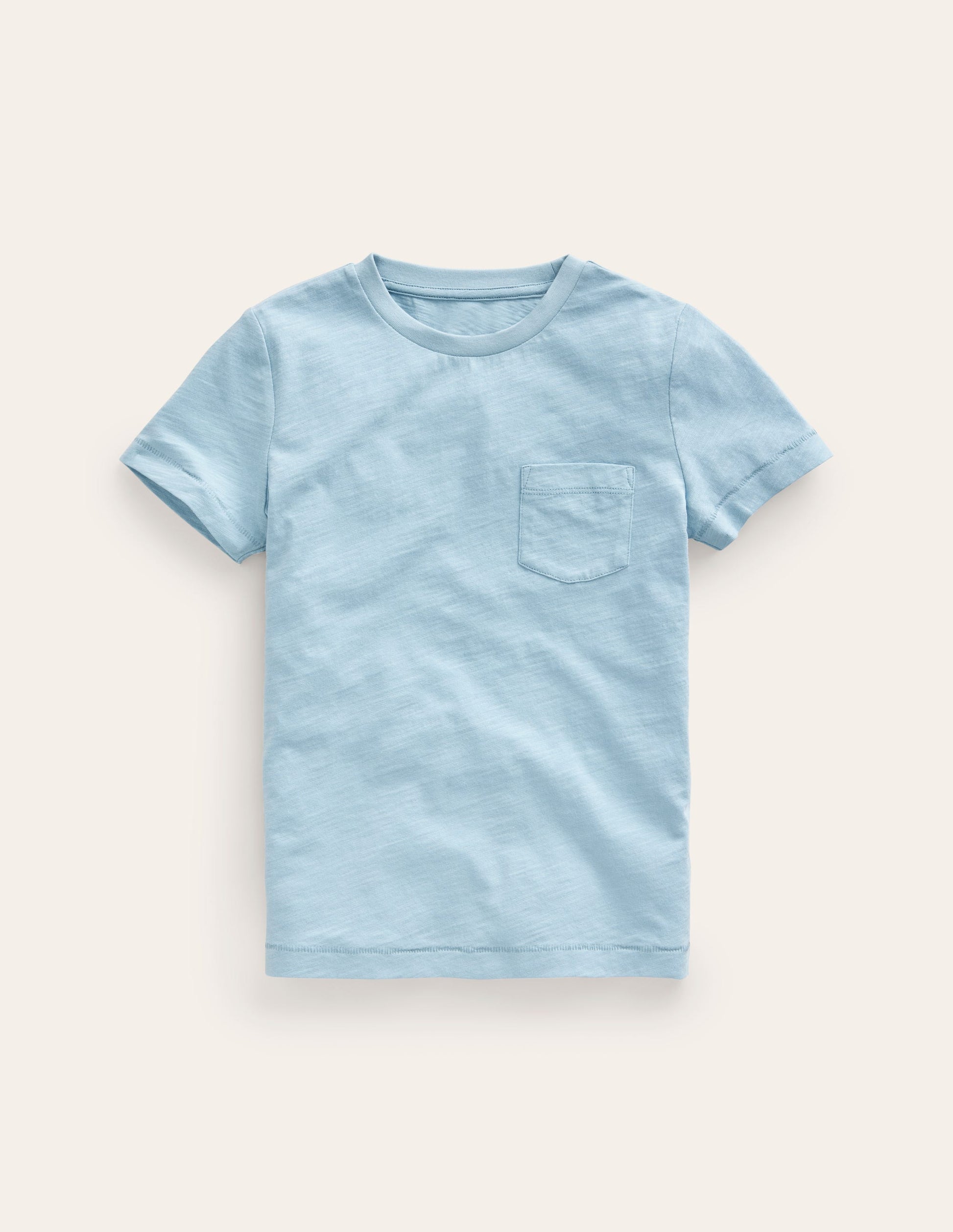 Vorgewaschenes Flammgarn-T-Shirt-Vintage-Blau-1