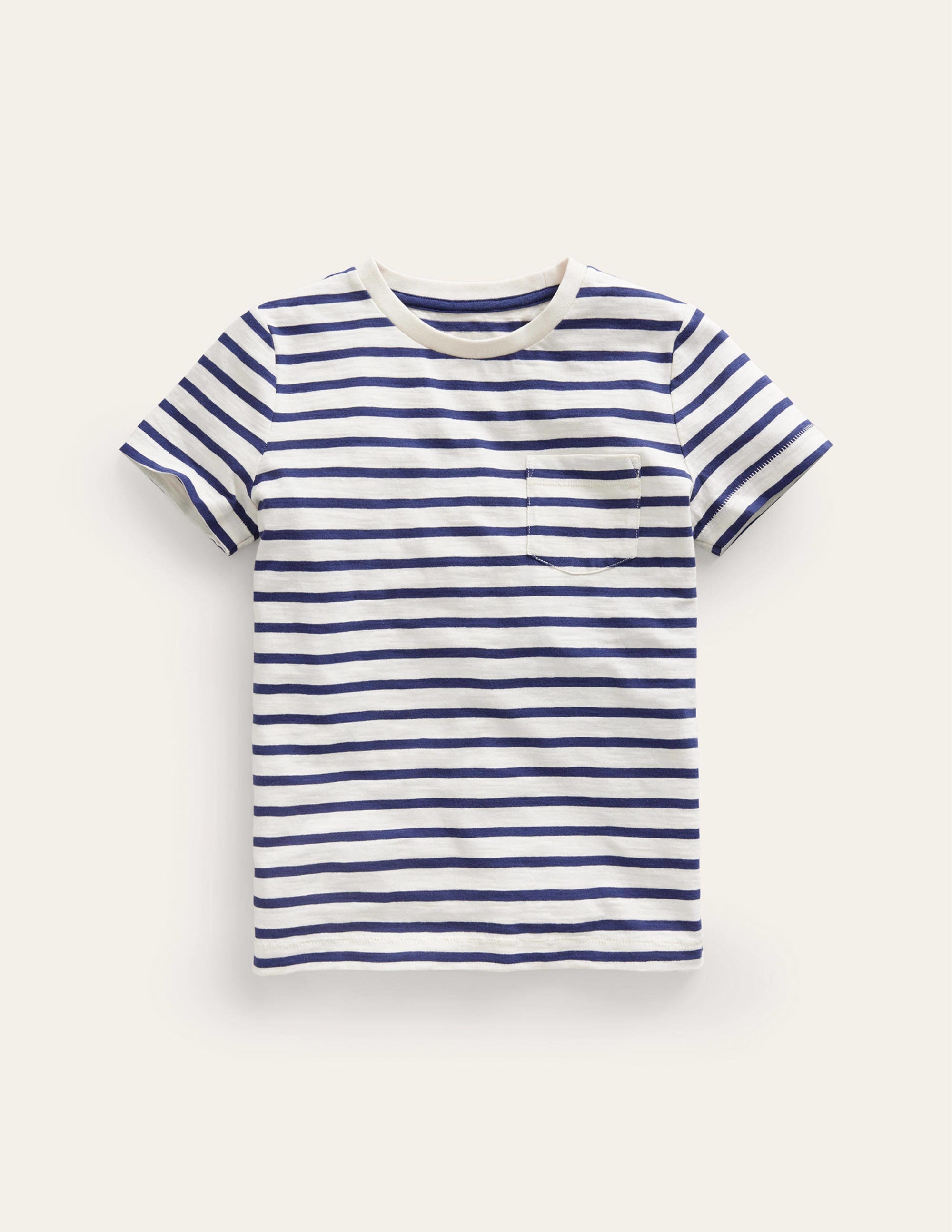 Vorgewaschenes Flammgarn-T-Shirt-Segelblau/Naturweiß - Image 1
