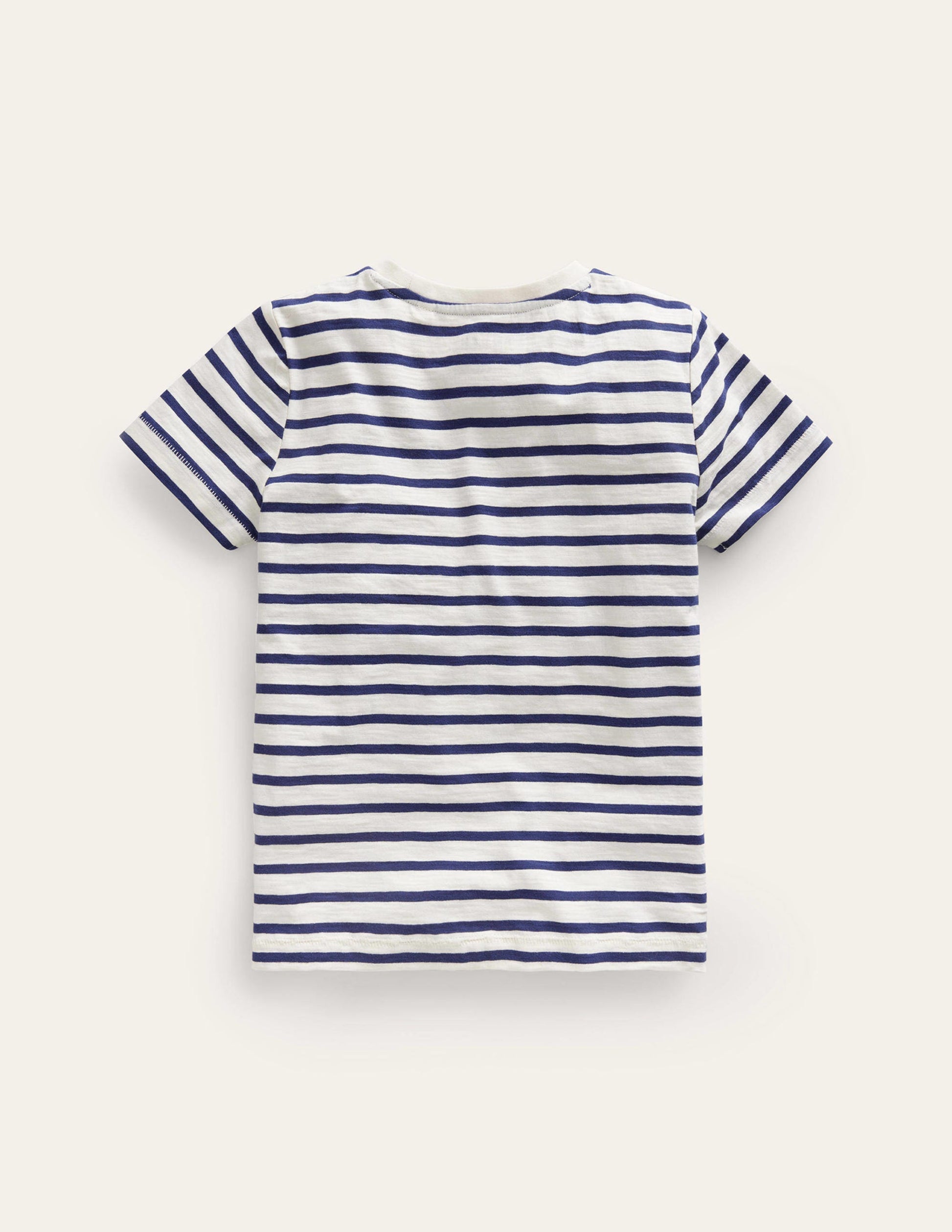Vorgewaschenes Flammgarn-T-Shirt-Segelblau/Naturweiß-2