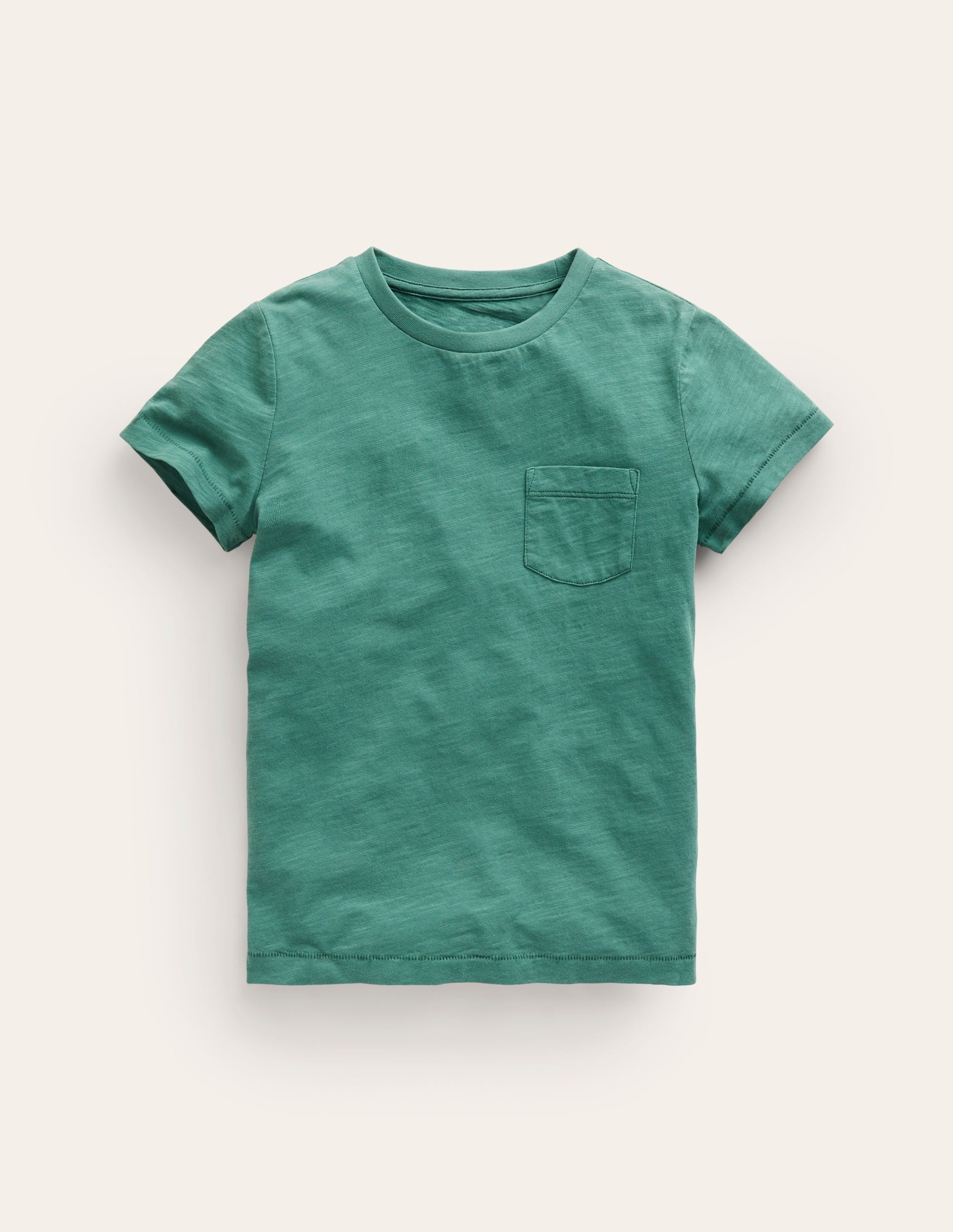 Vorgewaschenes Flammgarn-T-Shirt-Fichtengrün - Image 1