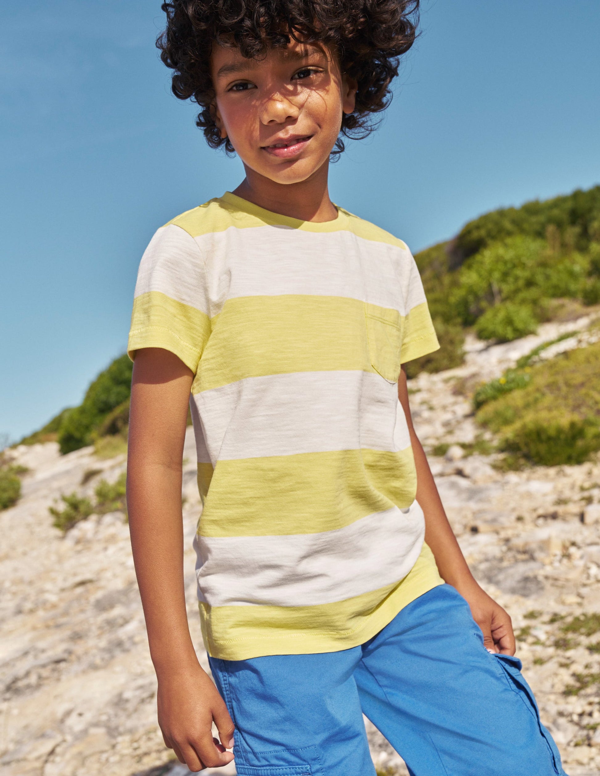 Washed Slub T-shirt-Lemon Yellow/Ivory-4