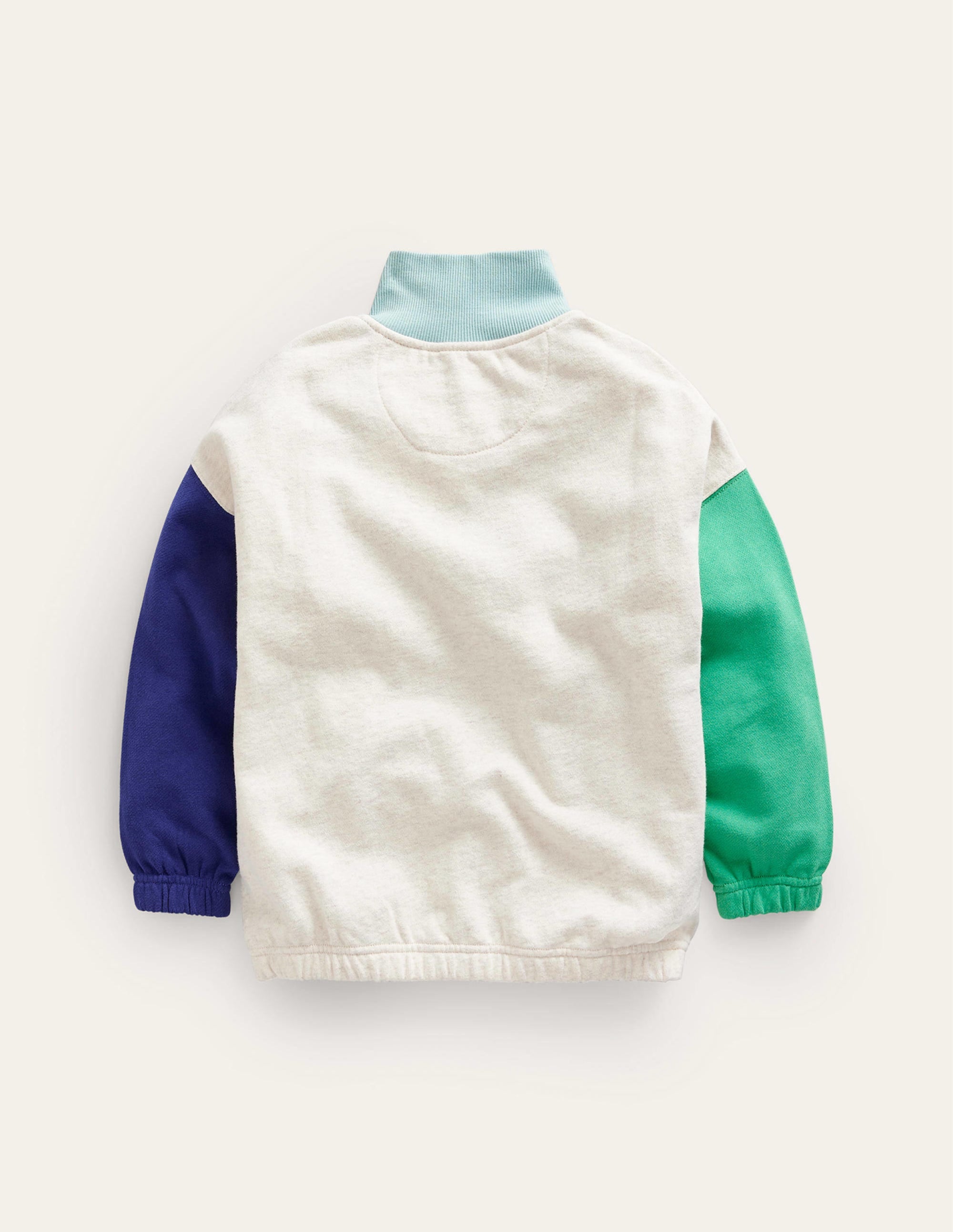 Sweater mit halbem Reißverschluss in Blockfarben-Haferbeige meliert Blockfarben - Image 2