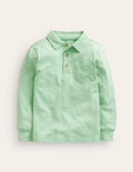 Langärmliges Flammgarn-Poloshirt-Pistaziengrün